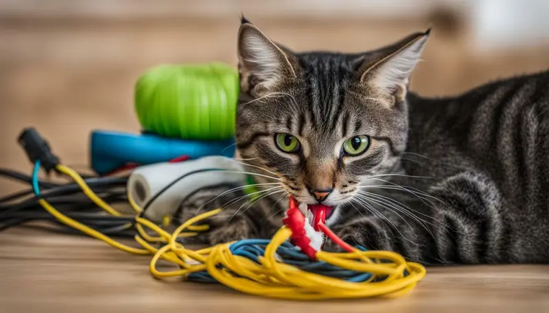 Preventing cats from chewing electrical cords
