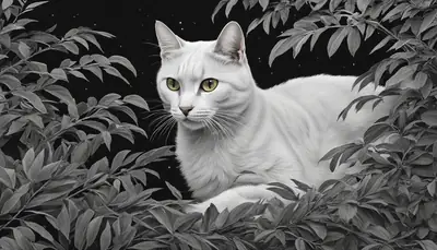 indoor cat hiding in a bush