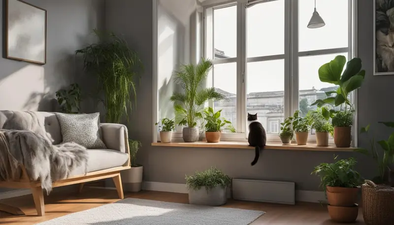 cat in a studio apartment