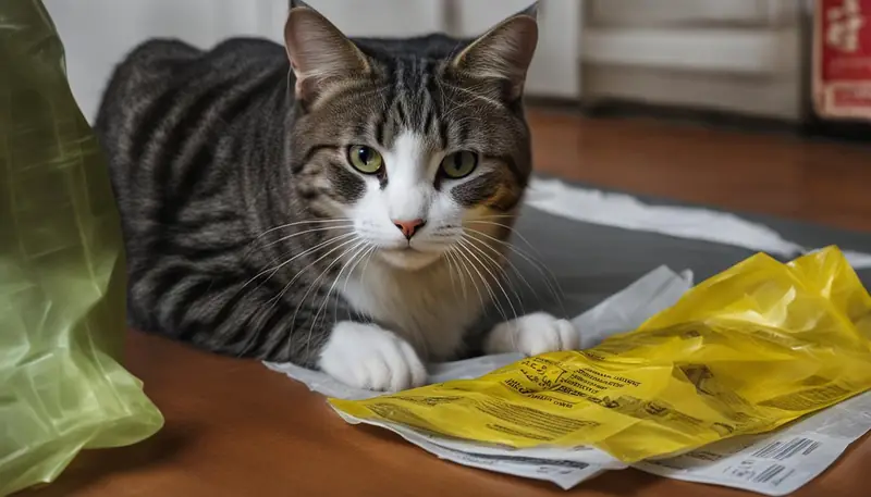 plastic-licking cats and safety precautions