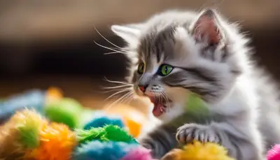 kitten playing with a toy