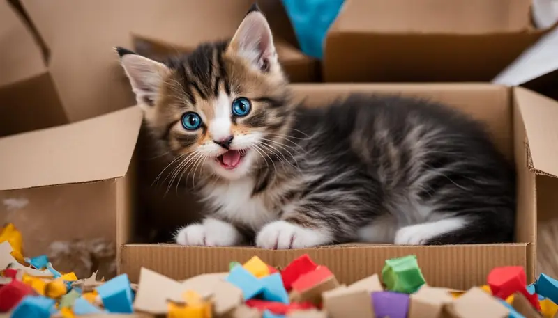 kitten with teething toy