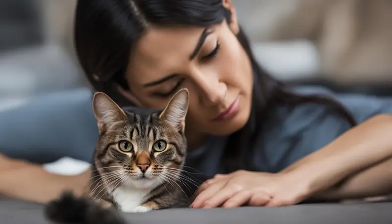 male cat protective behavior towards female owner