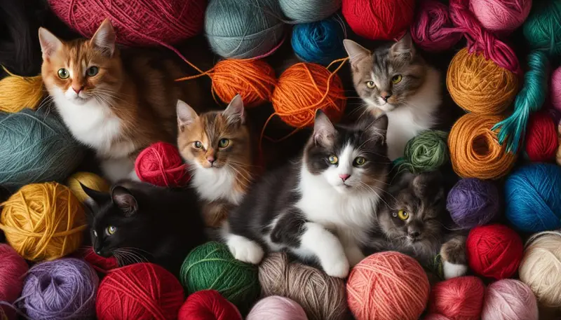 cats playing with yarn