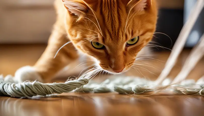 cat with string