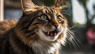 hungry and meowing cat