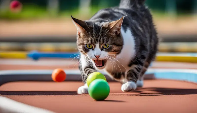 cat playing with interactive toy