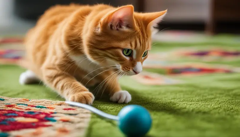 cat playing with toy mouse