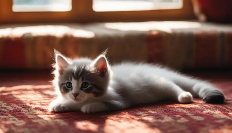 scared kitten in a calm environment
