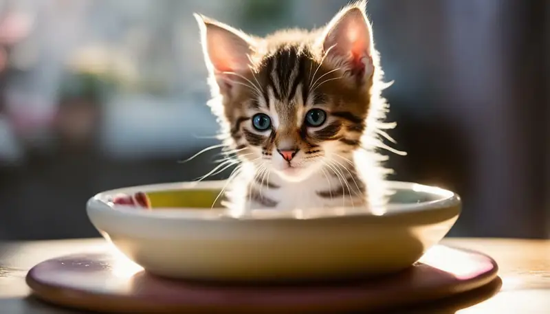 kitten drinking water