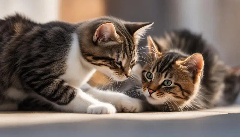 manage rough play between older cat and kitten