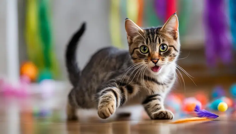 Cat playing with toy