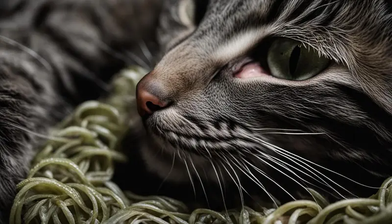 Cat with roundworm