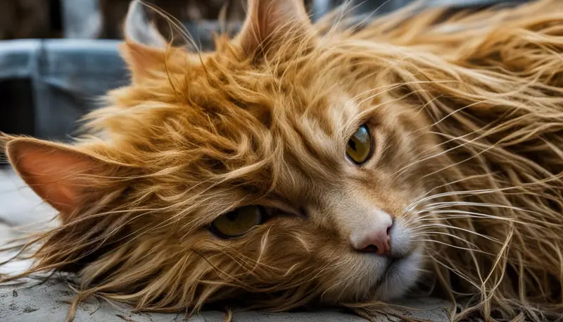 cat with severely matted fur