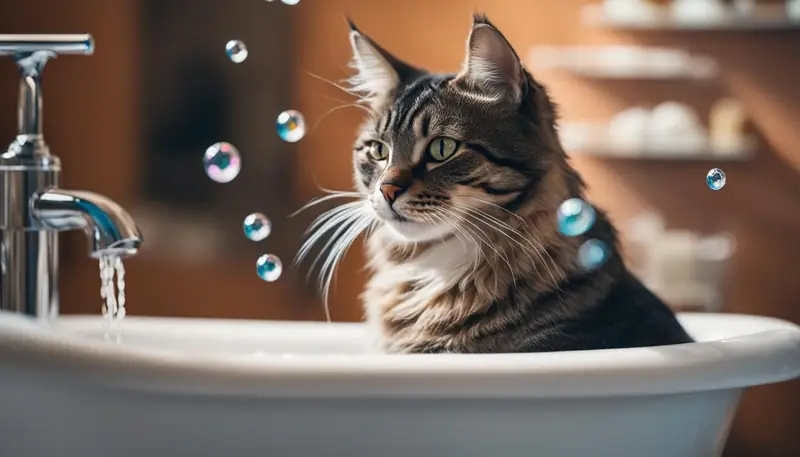 getting cats comfortable with baths