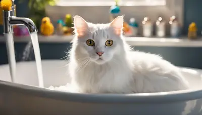 cat bathing