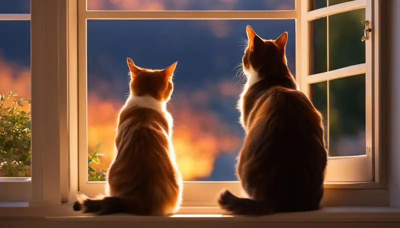 stray cat visits my cat