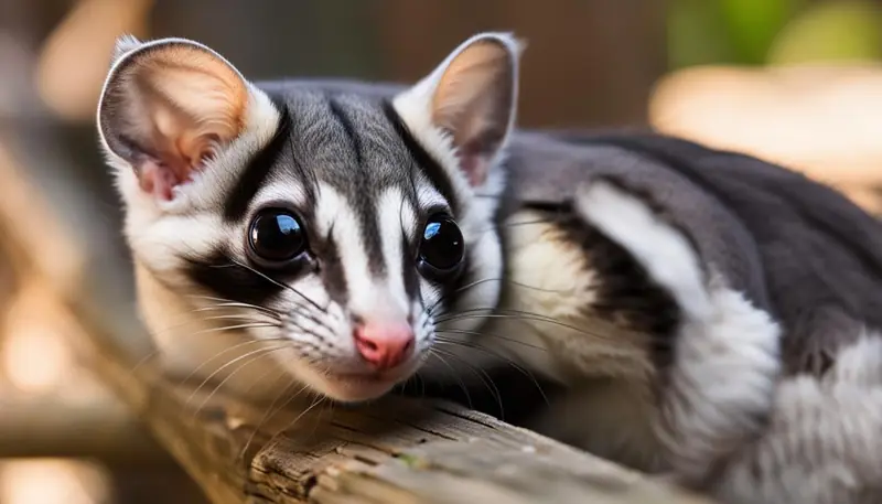 sugar glider and cat