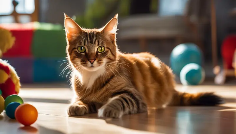 Cat enjoying playtime
