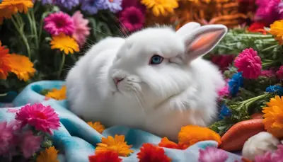 white bunny with blue eyes