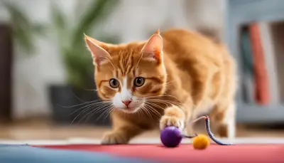playful cat with toy