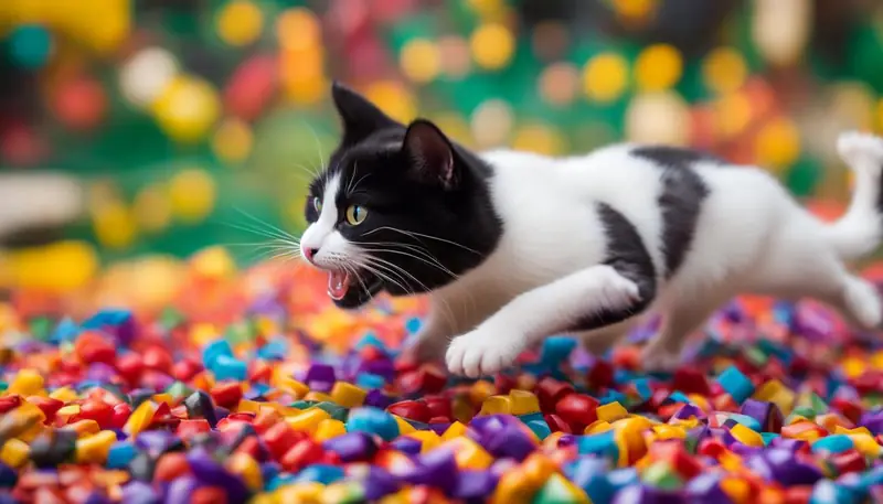 cat playing with toy