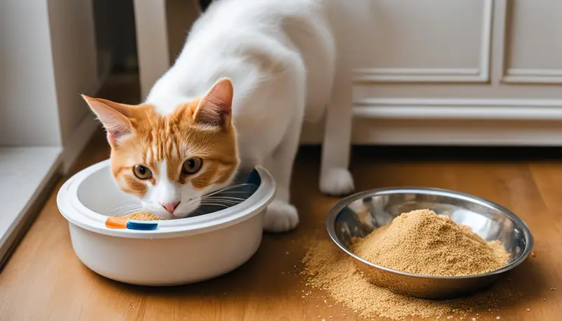 cat eating from bowl