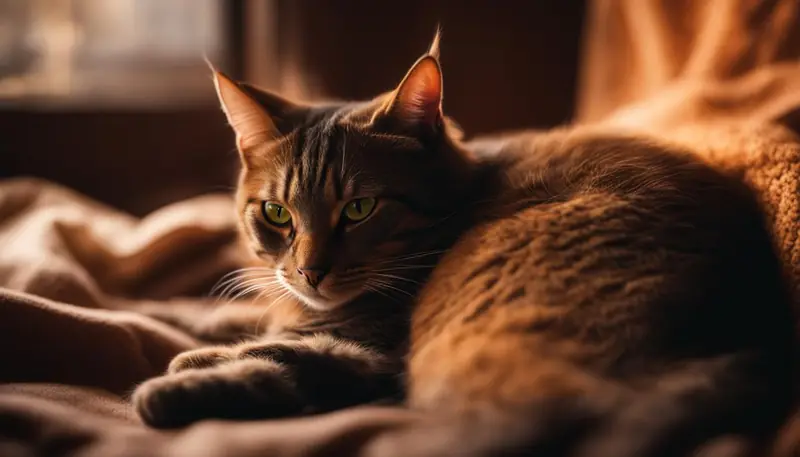 cat hiding in a cozy spot