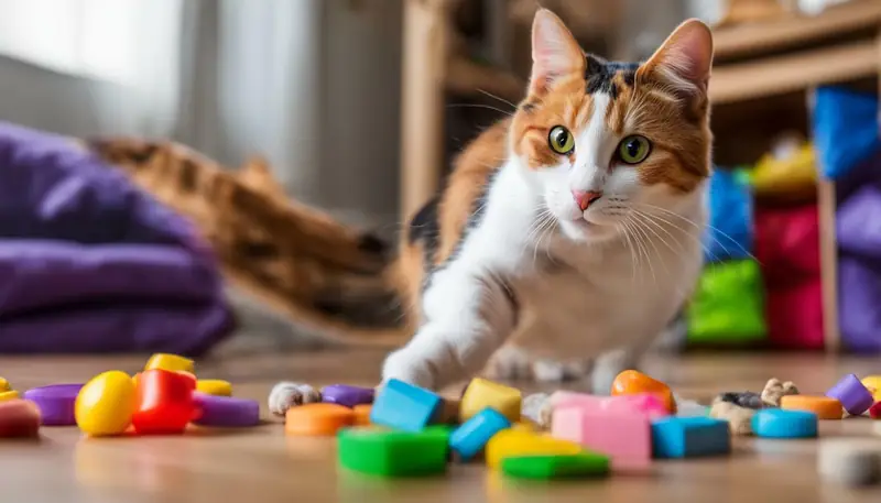 cat playing with toy