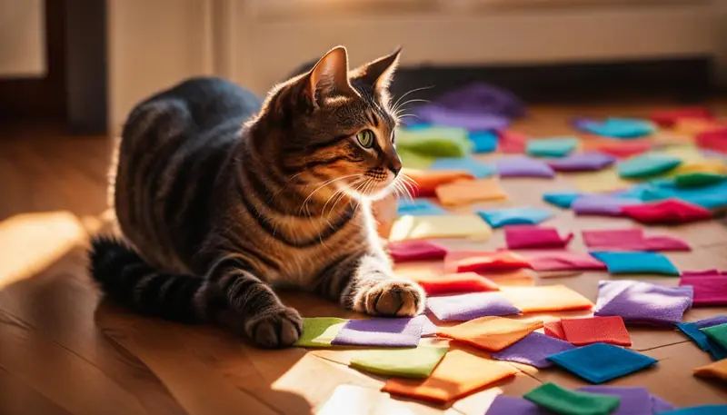 cat playing with dryer sheets