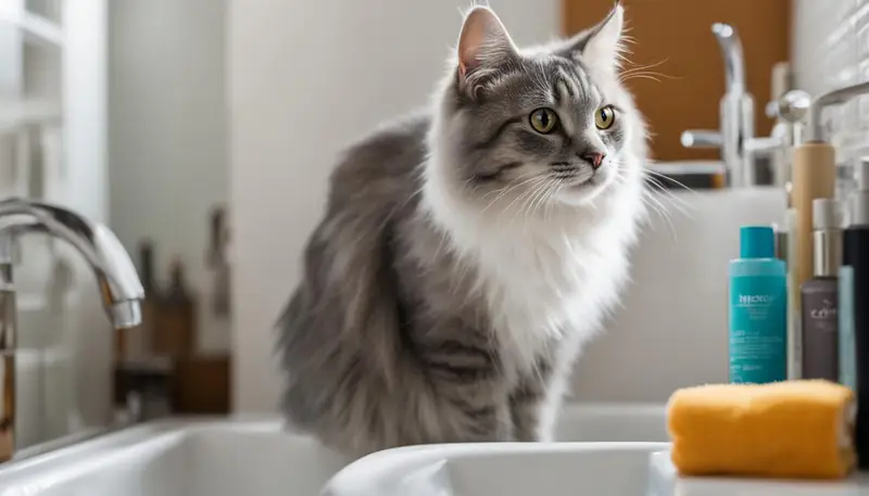 cat meowing in bathroom