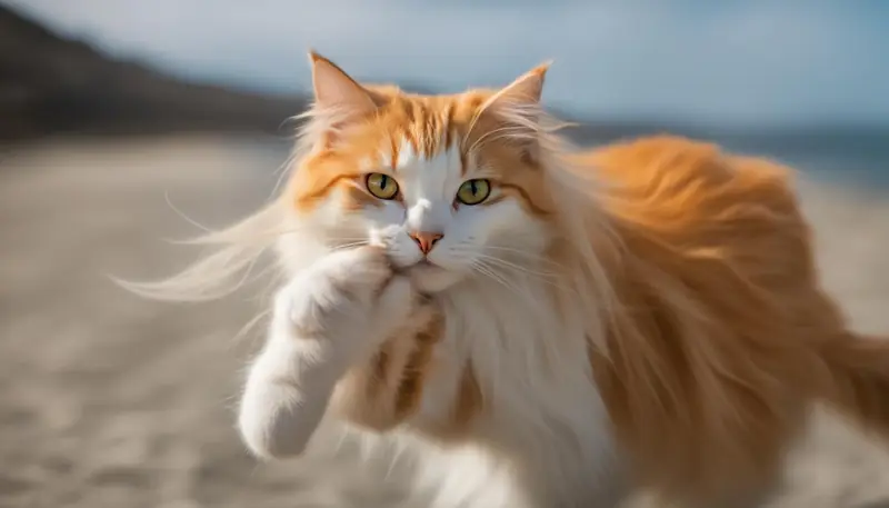 cat playing with hair