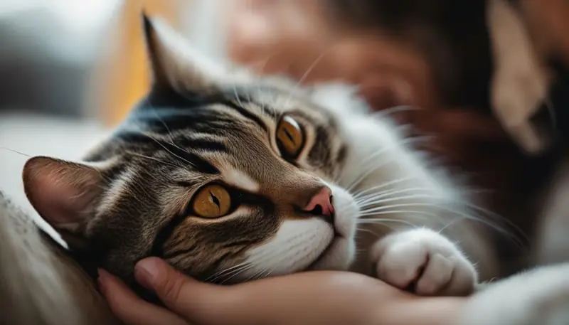 cat purring when being touched