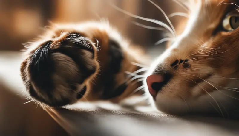 cat using its paw to communicate