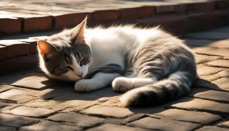 cat sleeping in a doorway