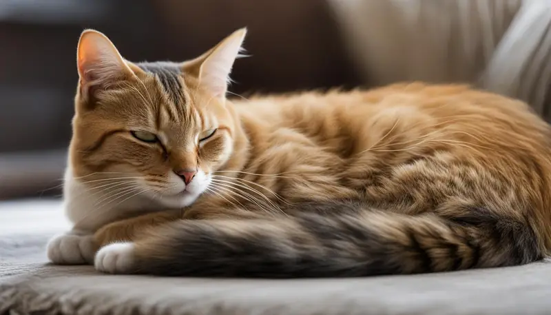 comfortable cat sleeping