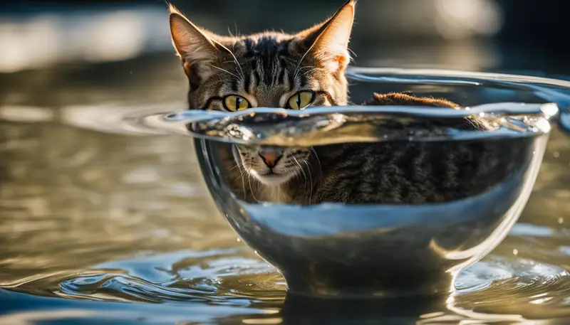 cat playing with water