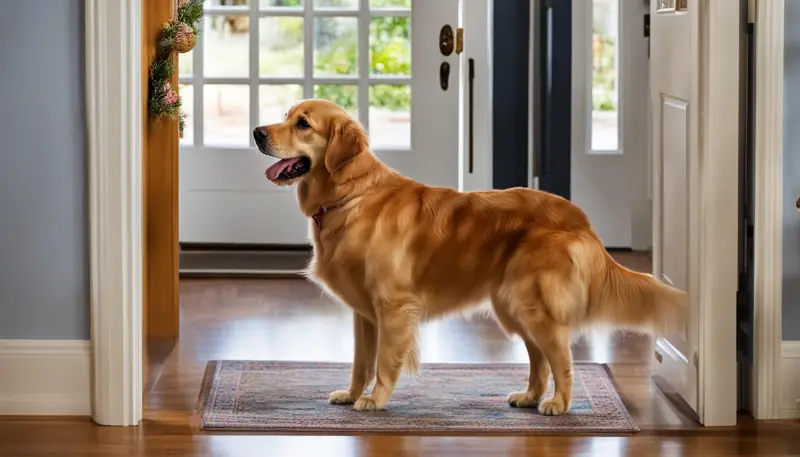 dog greeting behavior with toy