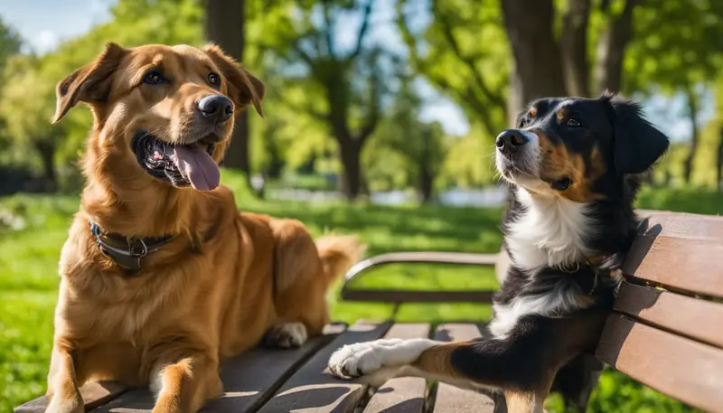 holding hands with a dog