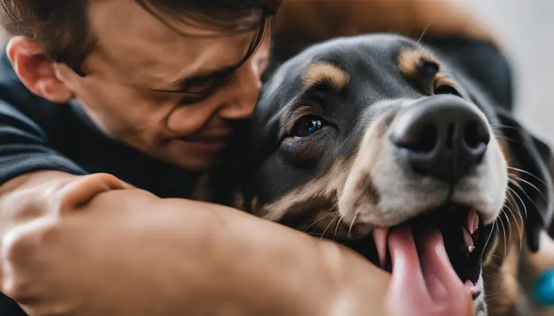 dog licking arm