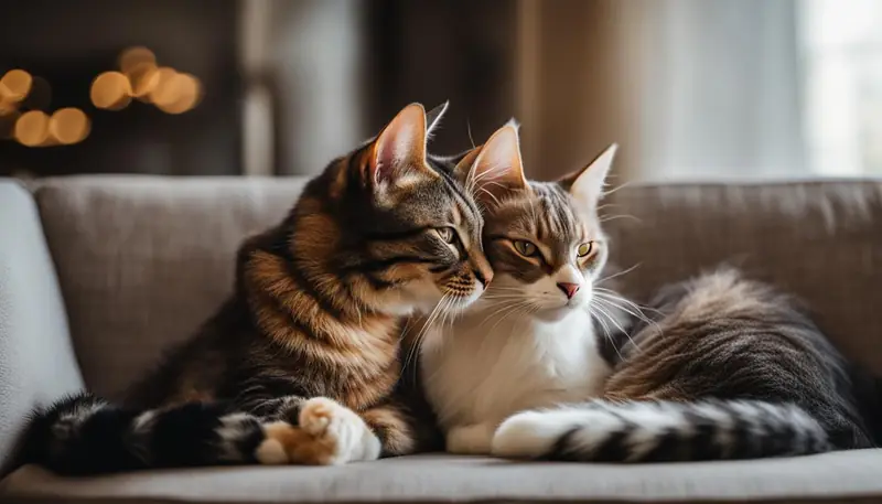 cats grooming each other