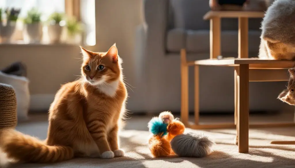 Cat Playing with a Feather Toy