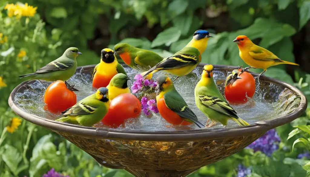 DIY bird bath with tomato cage