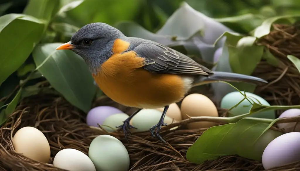 bird laying eggs