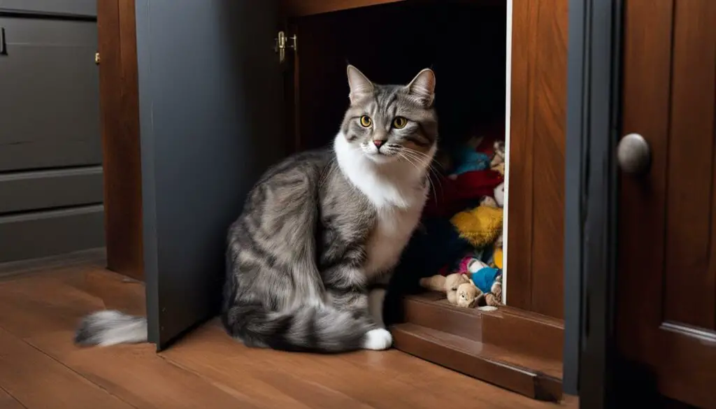 cat hiding in closet due to health issues
