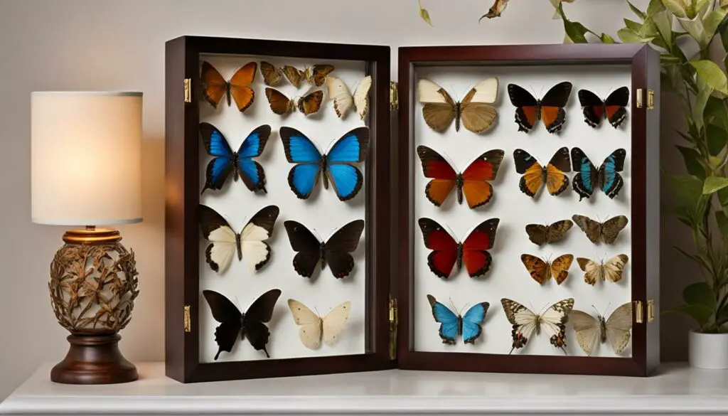 displaying preserved butterflies