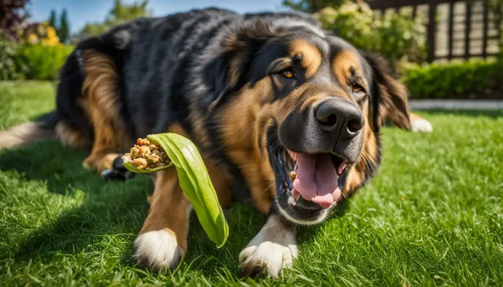 dog eating pistachio shell