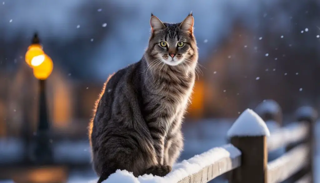 outdoor cat in the snow