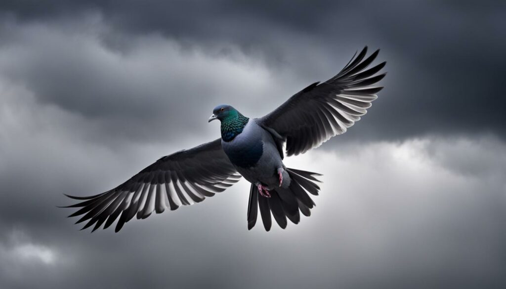 pigeon navigating through windy weather