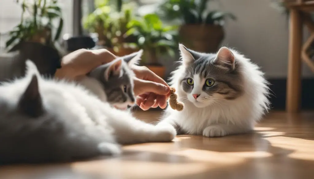 playing with a cat